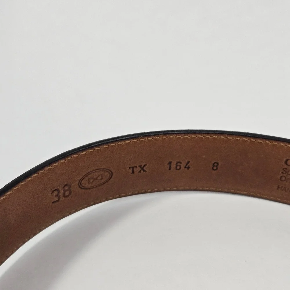 Trafalgar Mens Campo Calf Leather Belt 38 Brown Gold Buckle Handmade TX 164 8
